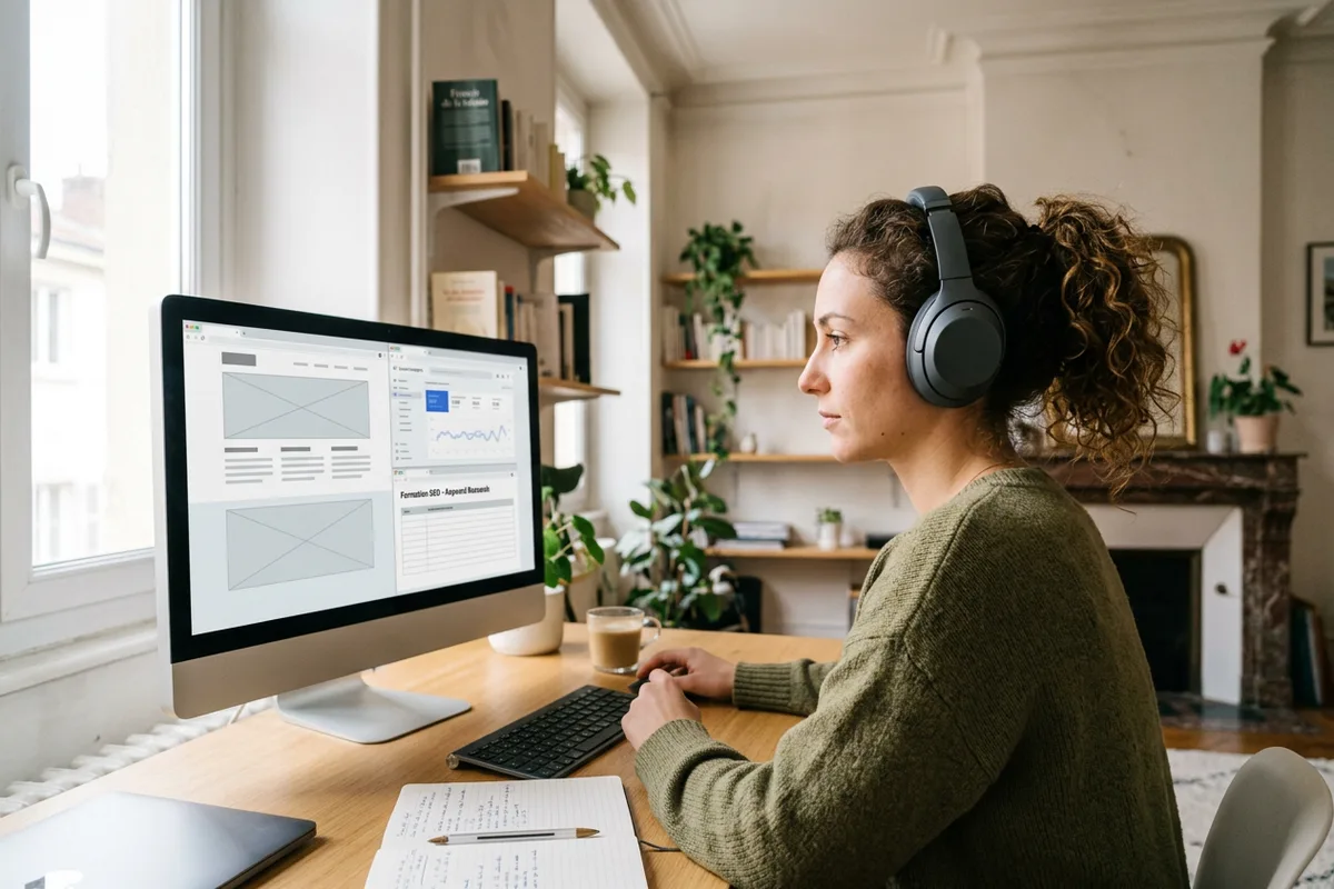 Session d'accompagnement individuel à distance pour suivre une formation SEO à Saint-Barthélemy-d'Anjou.